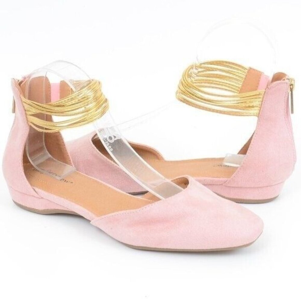 Comfortview Aylin Womens 9 Ballet Pink Gold Anklet Feminine Fairy Flats Shoes - Picture 2 of 7